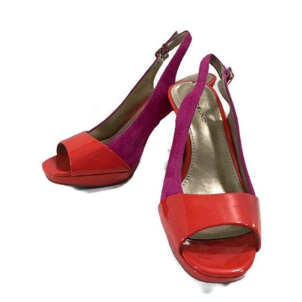 Bandolino Orange and Pink Slingback Heels 8 M